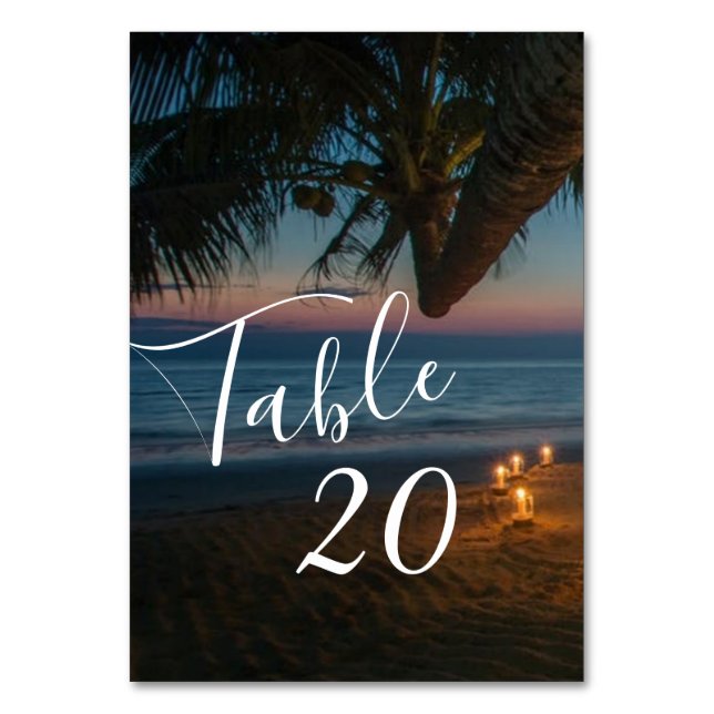 Destination Paradise Wedding Reception Table Number (Front)
