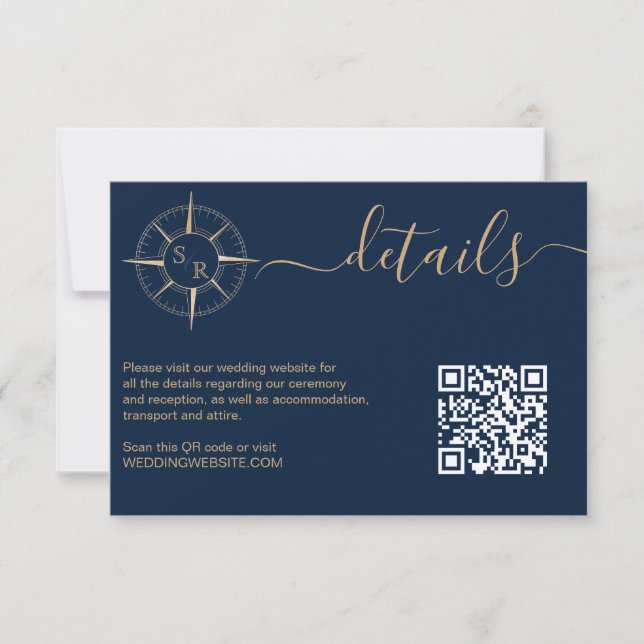 Destination Passport Compass QR Code Details RSVP Card (Front)