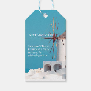 Destination Retirement Party Greek White Blue  Gift Tags