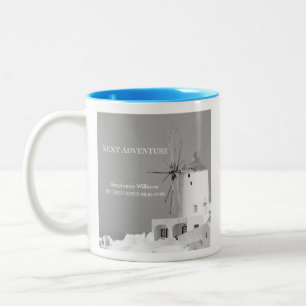 Destination Retirement Party Greek White Grey Two-Tone Coffee Mug