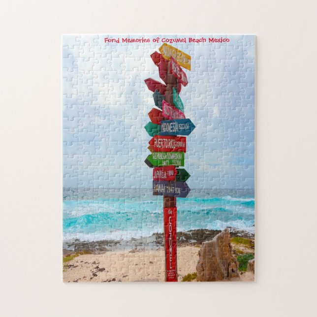 Destination Sign Post Cozumel Beach Mexico. Jigsaw Puzzle (Vertical)