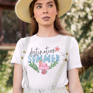 Destination Summer Cocktail Hat Typography T-Shirt