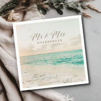 Destination Sunset Beach Wedding Napkin