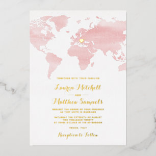 Destination Travel Wedding Foil Invitation