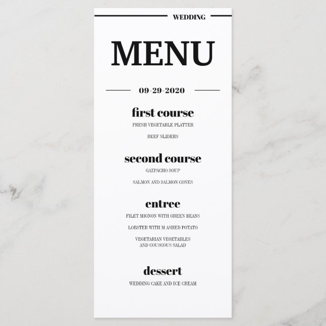 Destination Tropical Beach Wedding Menu (Front)