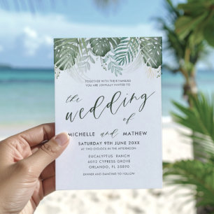Destination Tropical Watercolor Wedding Invitation