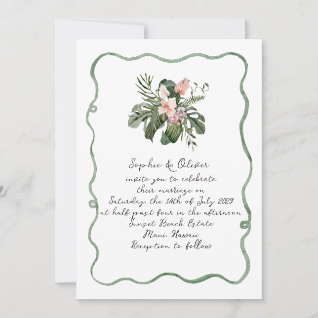 Destination Tropical Wedding Invitation (Front)