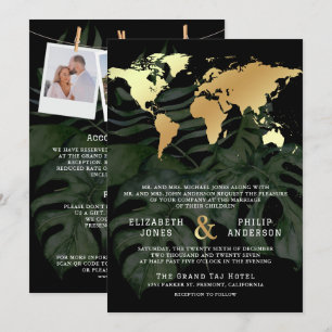 Destination Tropicale Carte du Monde Mariage en Or
