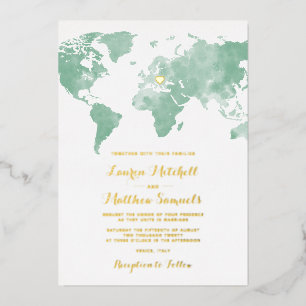 Destination Voyage Mariage Foil Invitation