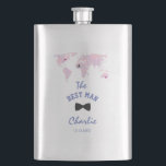 Destination Watercolor World Map The BEST MAN Hip Flask<br><div class="desc">YOU CAN MOVE THE HEARTS AND AIRPLANE TO FIT YOUR DESTINATION! If you need help contact me. Destination Wedding Travel Watercolor World Map card design! It is perfect for the wedding of any couple who loves to travel, or anyone having a destination wedding. Use Customize tool to add your info,...</div>