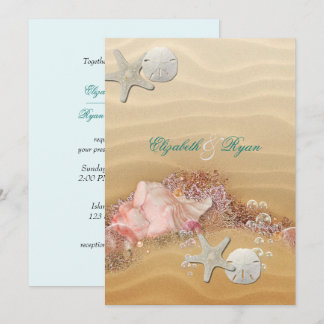 Destination Wedding Beach Starfish Seashells Invitation
