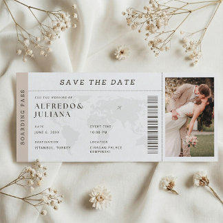 Destination Wedding Boarding Pass Plane Invitation