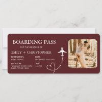 Destination Wedding Boarding Pass Plane Ticket