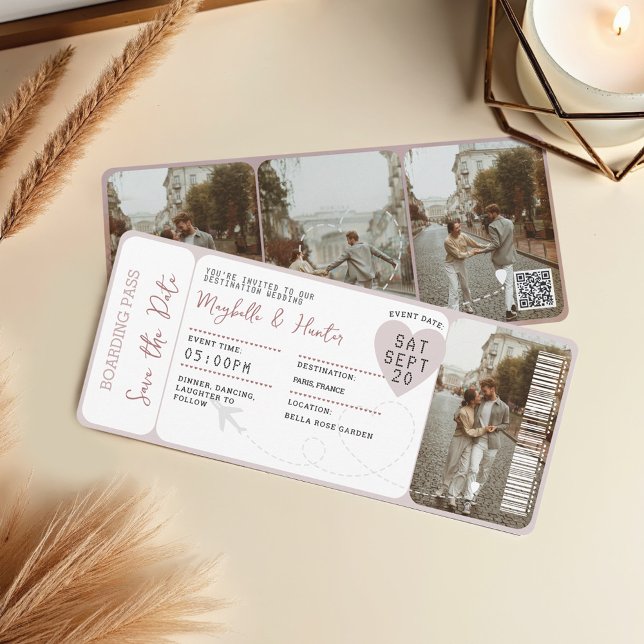 Destination Wedding Boarding Pass Ticket QR Code Invitation (Destination Wedding Boarding Pass Ticket QR Code Invitation)
