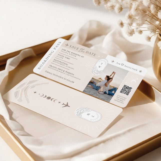 Destination Wedding Boarding Pass Ticket QR Code Invitation (Destination Wedding Boarding Pass Ticket QR Code Invitation)
