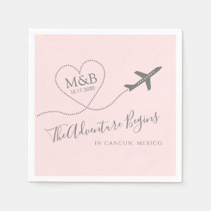Destination Wedding Bridal Shower Custom Airplane Napkin