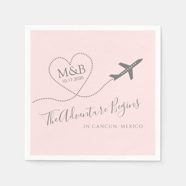 Destination Wedding Bridal Shower Custom Airplane Napkin (Front)
