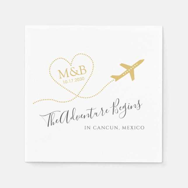Destination Wedding Bridal Shower Custom Airplane Napkin (Front)