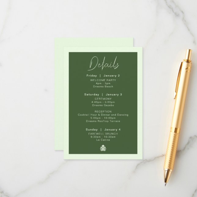 Destination Wedding Details Card (Front/Back In Situ)
