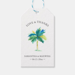 Destination Wedding Favour Tag Watercolor Palm Tre