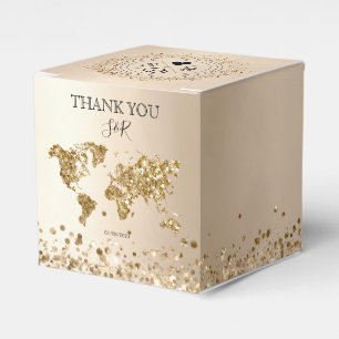 Destination Wedding Gold World Map Beach Adventure Favor Box