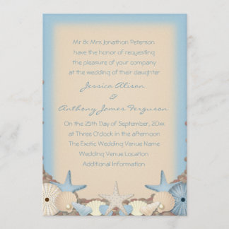 Destination Wedding Invitation Beach Shells
