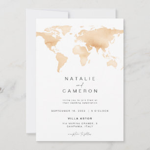 Destination Wedding Invitation with World Map