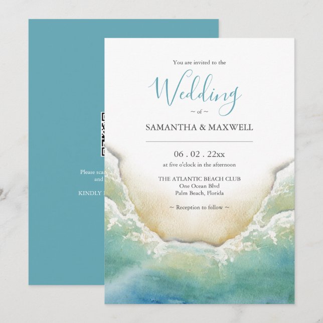 Destination Wedding Invitations QR code  (Front/Back)