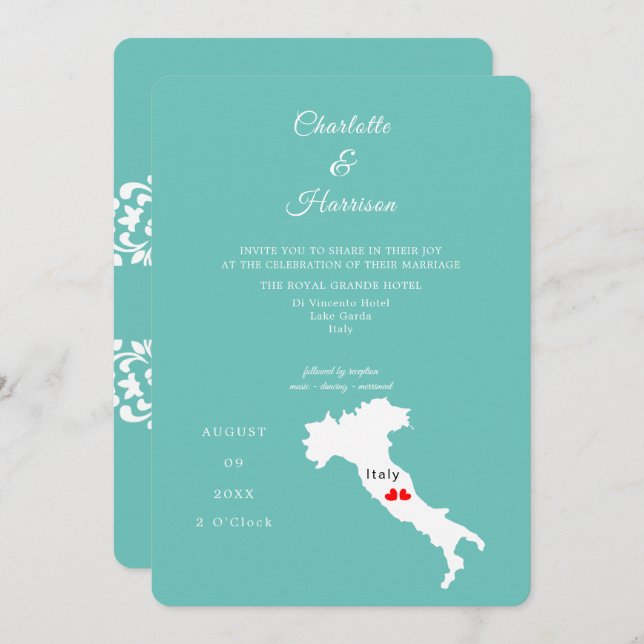 Destination Wedding Italy Europe Invitation (Front/Back)