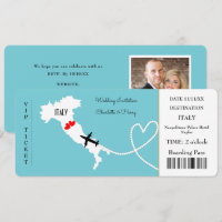 Destination Wedding Italy Europe Ticket Invitation