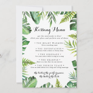 Destination Wedding Kissing Menu Game Card