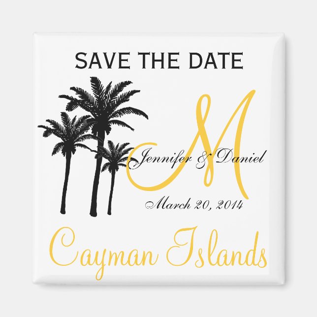 Destination Wedding Monogram Save the Date Magnets (Front)