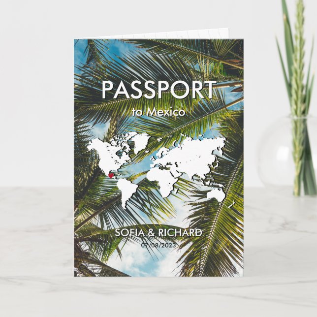 Destination Wedding Palm Beach Gold World Map  Inv Invitation (Front)