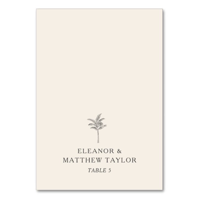 Destination Wedding Palm Tree Custom Seating Table Number (Front)