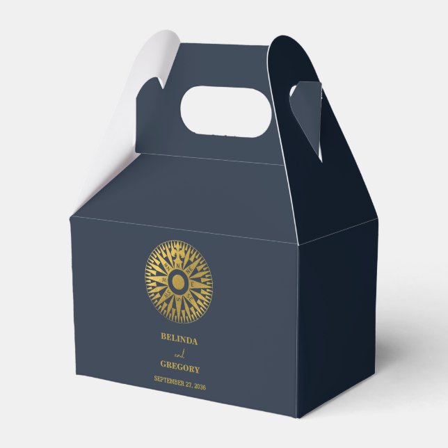 Destination Wedding Passport Compass Wedding Favou Favor Box (Front Side)