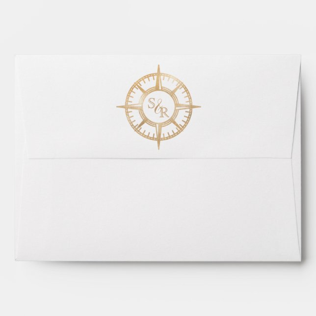 Destination Wedding Passport GlitterGold World Map Envelope (Back (Top Flap))