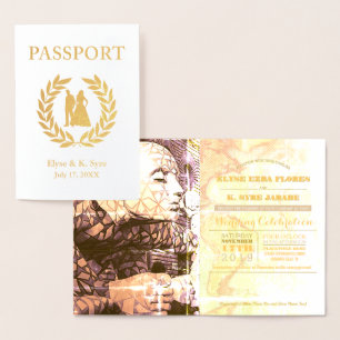 destination wedding passport gold foil foil card