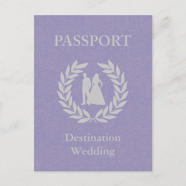 destination wedding passport invitation postcard (Front)