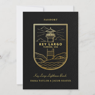 Destination Wedding Passport Save the Date Gold