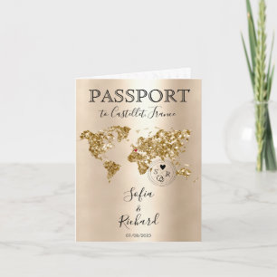 Destination Wedding Passport World Map France Invitation
