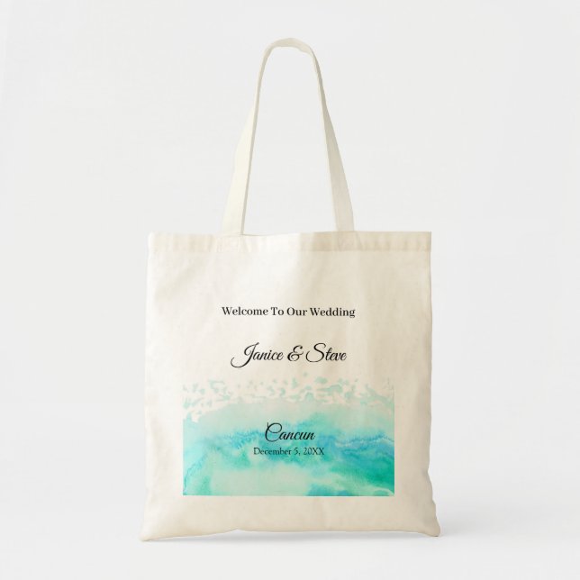 Destination Wedding Personalized Cancun Wedding  Tote Bag (Front)