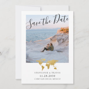 Destination Wedding Picture Gold World Map Save The Date