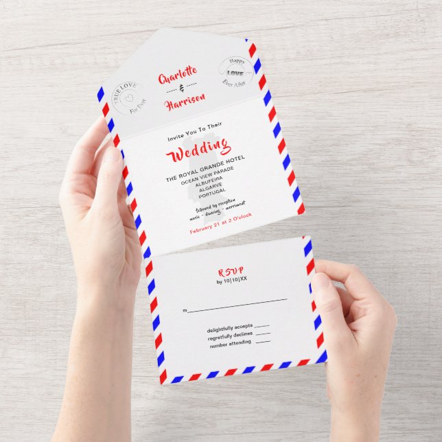 Destination Wedding Portugal Airmail  All In One I All In One Invitation (Tearaway)