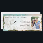 Destination Wedding QR Code Photo Boarding Pass Invitation<br><div class="desc">Whisk your loved ones away on an enchanting journey filled with love and exploration with our Destination Wedding Boarding Pass Invitation. Crafted to emulate the allure of travel, this invitation serves as a captivating herald for your destination wedding. Infused with delightful beach wedding motifs and personalized touches, each invitation embodies...</div>