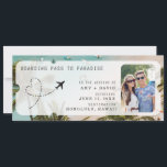 Destination Wedding QR Code Photo Boarding Pass Invitation<br><div class="desc">Whisk your loved ones away on an enchanting journey filled with love and exploration with our Destination Wedding Boarding Pass Invitation. Crafted to emulate the allure of travel, this invitation serves as a captivating herald for your destination wedding. Infused with delightful beach wedding motifs and personalized touches, each invitation embodies...</div>