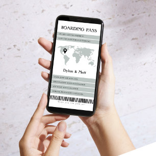 Destination Wedding Sage Electronic Boarding Pass  Save The Date