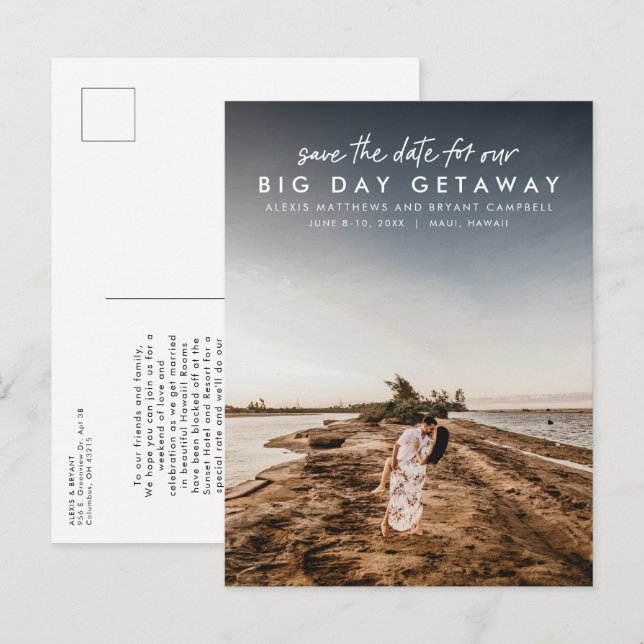 Destination wedding save the date announcement postcard (Front/Back)