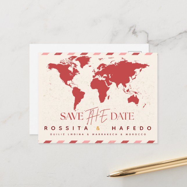 Destination Wedding Save the Date Template, Waterc Holiday Postcard (Front/Back In Situ)
