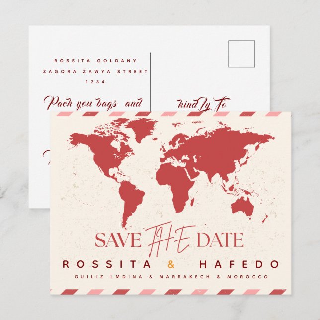 Destination Wedding Save the Date Template, Waterc Postcard (Front/Back)