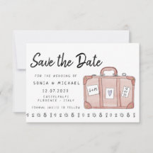 Destination Wedding Suitcase Save The Date Card